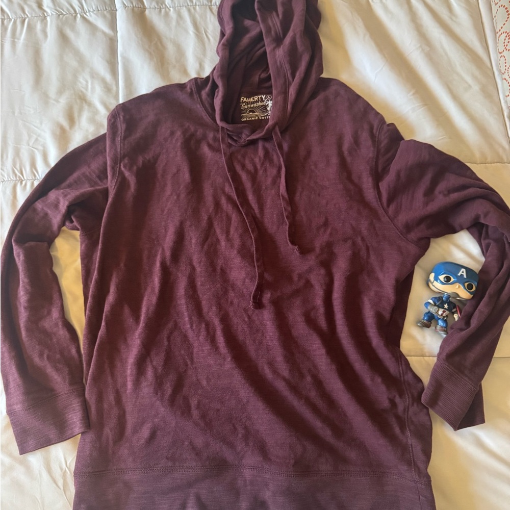 Faherty Organic Cotton layering Hoodie - Burgundy splash color - Picture 2 of 4